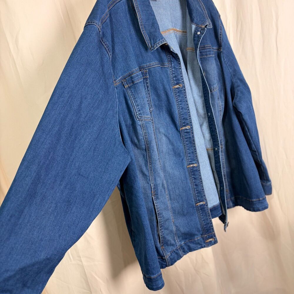 Catherines Classic Denim Jacket Womens 4X Blue Jean Stretch Repreve 4X 30/32